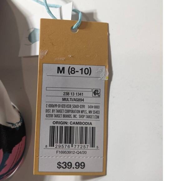 Kona Sol One Piece Swimsuit Tropical Twist Back Medium 8-10 Floral Plants - Picture 9 of 11